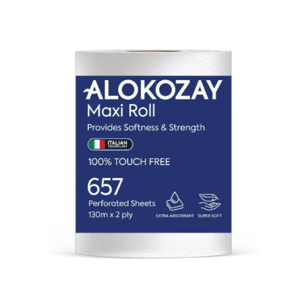 Alokozay Maxi Roll Embossed for Extra Drying - (2 ply x 657 Sheets) 6 packs per carton