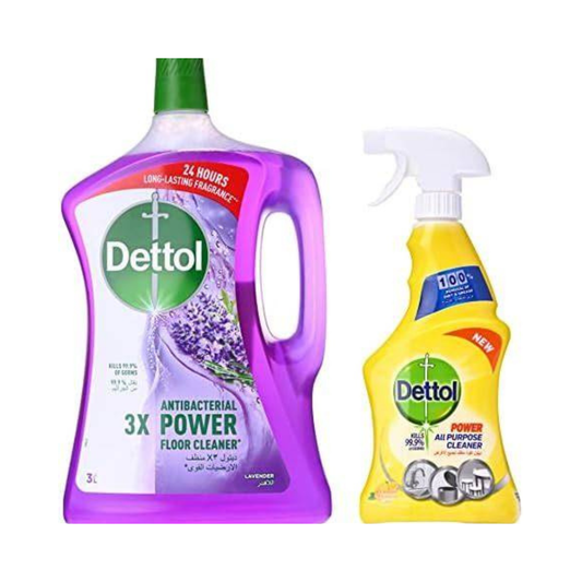 Dettol Floor Cleaner Lavender 3L + All Purpose Cleaner 500ml - 2x4 sets (1 carton)
