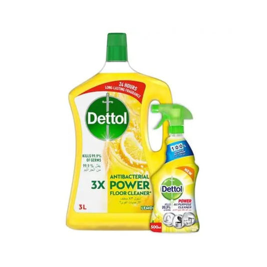 DETTOL FLOOR CLEANER LEMON 3L + All Purpose cleaner 500ml- 2x4 sets (1 carton)