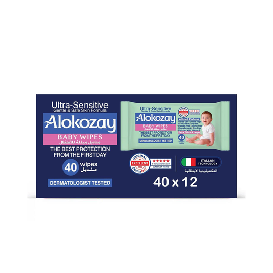 Alokozay Baby Wet Wipes - 99% Pure Water - 40pcsx12 (1 carton)