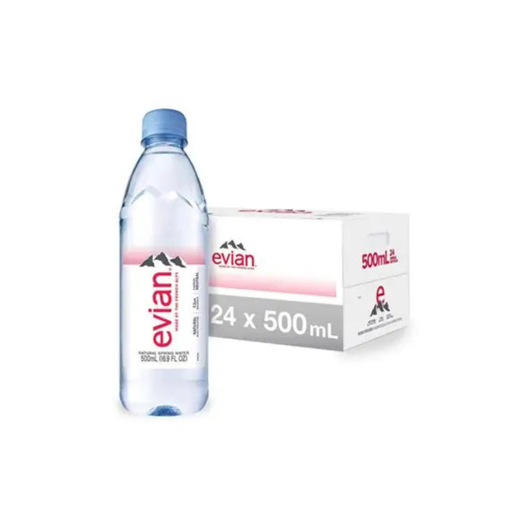 Evian Natural Mineral Water - 24x500ml (1 carton)