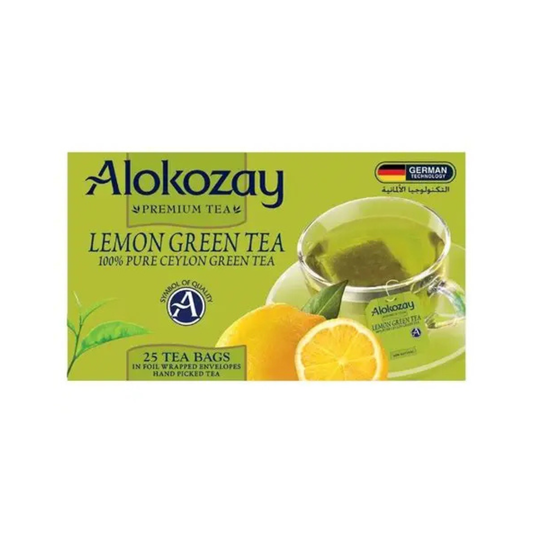 Alokozay Lemon Green Tea Bag - 25 Heat Seal Sachets X 24 (1 carton)