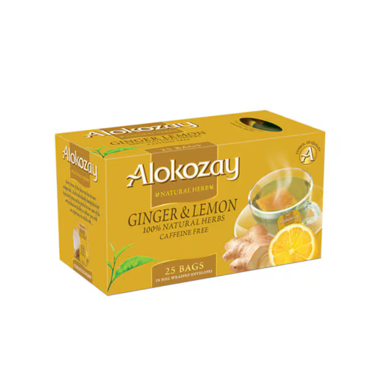 Alokozay Ginger Lemon Herbal Tea - 25 Heat Seal Sachets X 24 (1 carton)